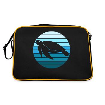 Ozean Ruhe Schildkröte Abendstimmung - Retro Tasche - Schwarz/Gold - Hinten