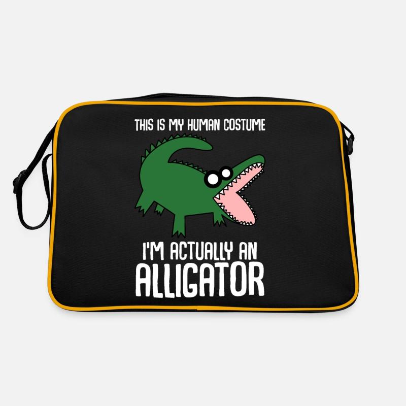 Alligator Alligators Crocodile - Sac Retro - noir/or