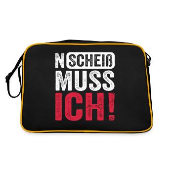 Lustiger Spruch: N Scheiß muss ich - Retro Tasche - Schwarz/Gold - Hinten