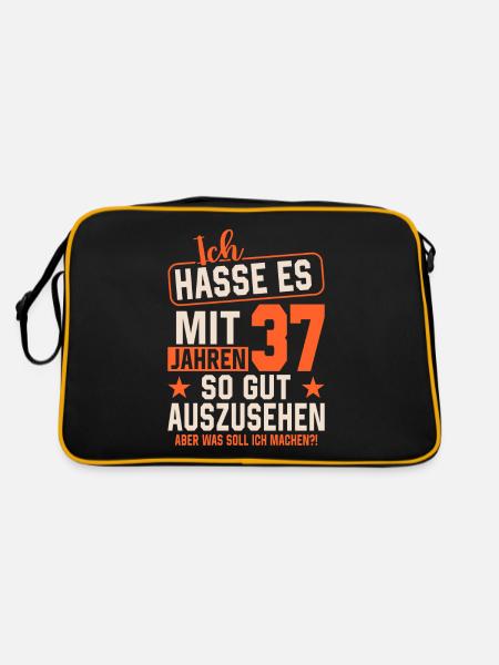 Legendärer 37. Geburtstag - Retro Tasche - Schwarz/Gold - Hinten