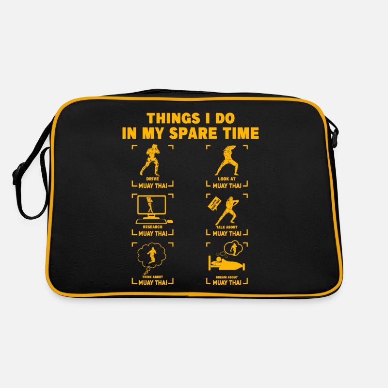 Dinge, die ich in meiner Freizeit mache Muay Thai - Retro Tasche - Schwarz/Gold