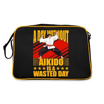 Une journée sans Aïkido est une journée perdue - Sac Retro - noir/or - Dos