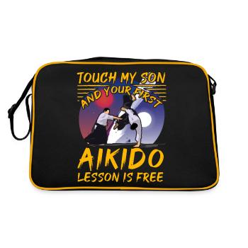 Touch my Son and your first Aikido lesson is free - Retro Bag - black/gold - Back