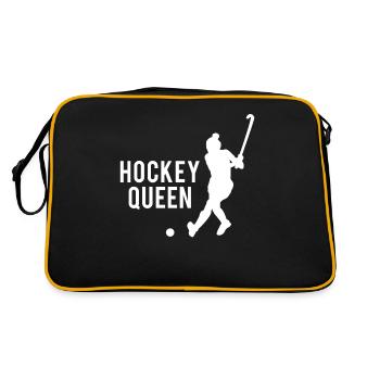 Eishockey Queen - Stärke auf Eis - Retro Tasche - Schwarz/Gold - Hinten