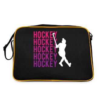 Eishockey Leidenschaft Kraft Teamgeist - Retro Tasche - Schwarz/Gold - Hinten