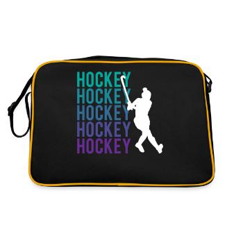 Eishockey Leidenschaft Kraft Teamgeist - Retro Tasche - Schwarz/Gold - Hinten