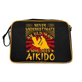 Ne sous-estimez jamais un vieil homme qui aime l’Aïkido - Sac Retro - noir/or - Dos