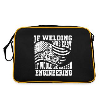 Schweißen Spruch Metallarbeiter Schweißer Papa - Retro Tasche - Schwarz/Gold - Hinten