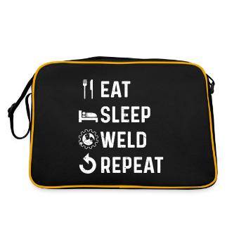 Schweißen Spruch Metallarbeiter Schweißer Papa - Retro Tasche - Schwarz/Gold - Hinten