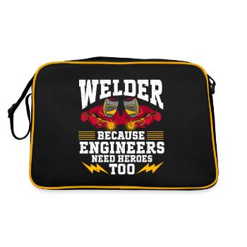 Schweißen Spruch Metallarbeiter Schweißer Papa - Retro Tasche - Schwarz/Gold - Hinten
