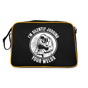 Schweißen Spruch Metallarbeiter Schweißer Papa - Retro Tasche - Schwarz/Gold - Hinten
