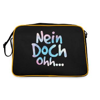 "Nein Doch Ohhh" Lustiger Sarkasmus Spruch - Retro Tasche - Schwarz/Gold - Hinten
