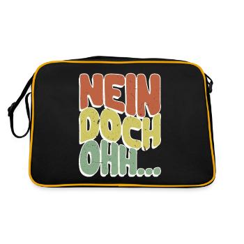 "Nein Doch Ohhh" Lustiger Sarkasmus Spruch - Retro Tasche - Schwarz/Gold - Hinten