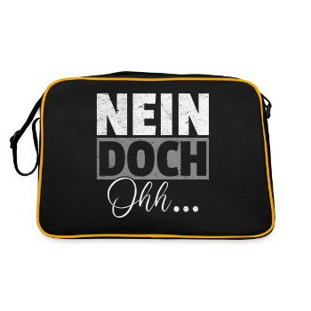 "Nein Doch Ohhh" Lustiger Sarkasmus Spruch - Retro Tasche - Schwarz/Gold - Hinten