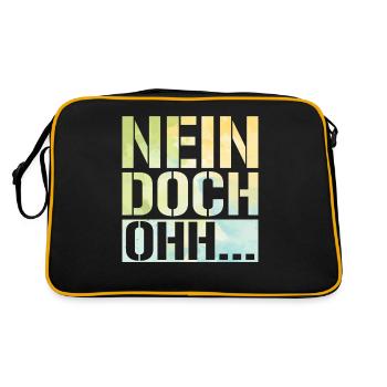 "Nein Doch Ohhh" Lustiger Sarkasmus Spruch - Retro Tasche - Schwarz/Gold - Hinten