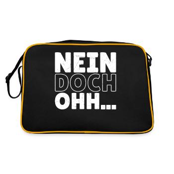 "Nein Doch Ohhh" Lustiger Sarkasmus Spruch - Retro Tasche - Schwarz/Gold - Hinten