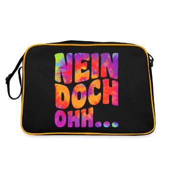 "Nein Doch Ohhh" Lustiger Sarkasmus Spruch - Retro Tasche - Schwarz/Gold - Hinten