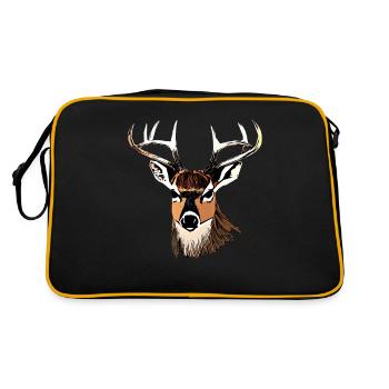 Rothirsch Geweih mit Hirschgeweih - Retro Tasche - Schwarz/Gold - Hinten
