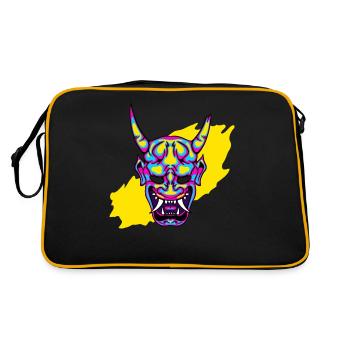Hannya Neon Demon Cool Japan Art - Retro Bag - black/gold - Back
