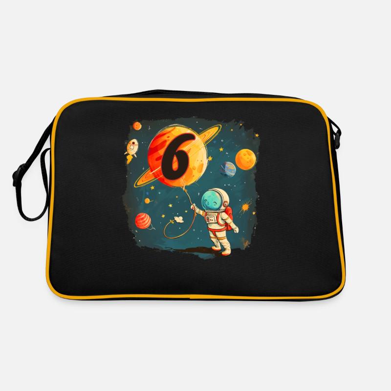 Astronaut Junge 6. Geburtstag Buntes Universum Retro Tasche