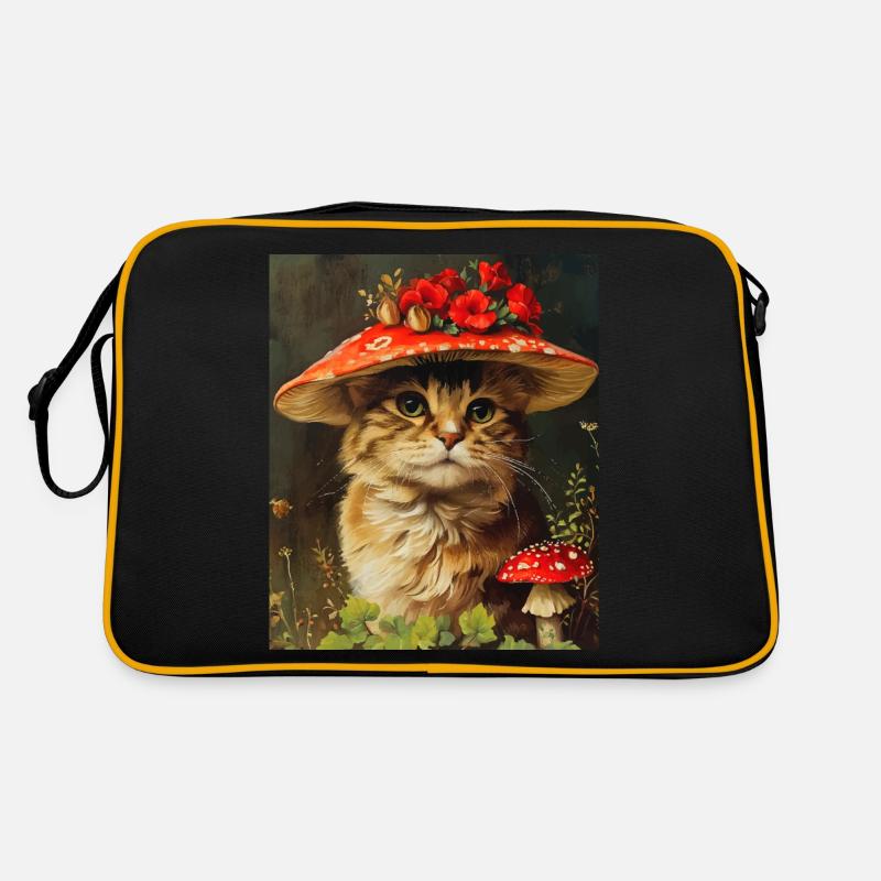 Chat Vintage dans un chapeau de fleur champignon Cottagecore Sac Retro