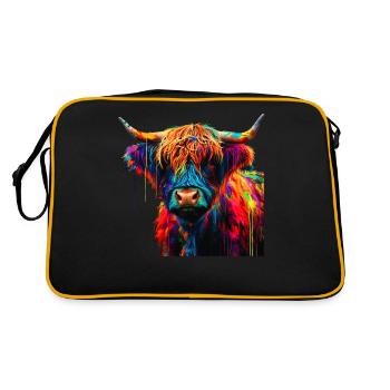 Niedliche Highland-Kuh Schottische Highlands Bunt - Retro Tasche - Schwarz/Gold - Hinten