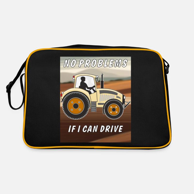TRACTOR NO PROBLEMS IF I CAN DRIVE - Retro Bag - black/gold