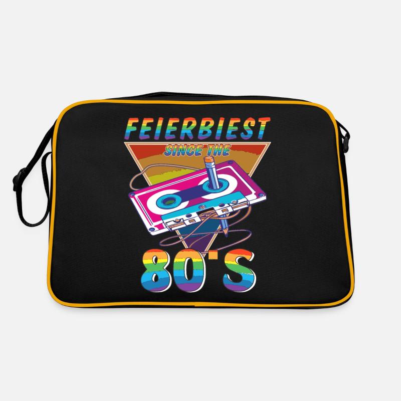 KASSETTE FEIERBIEST 80ER - Retro Tasche - Schwarz/Gold