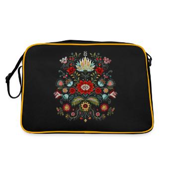 Polish Embroidery Traditional Folk Art Floral - Retro Bag - black/gold - Back