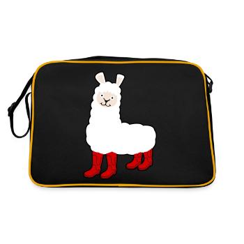 Alpaca with Red Rain Boots - Retro Bag - black/gold - Back