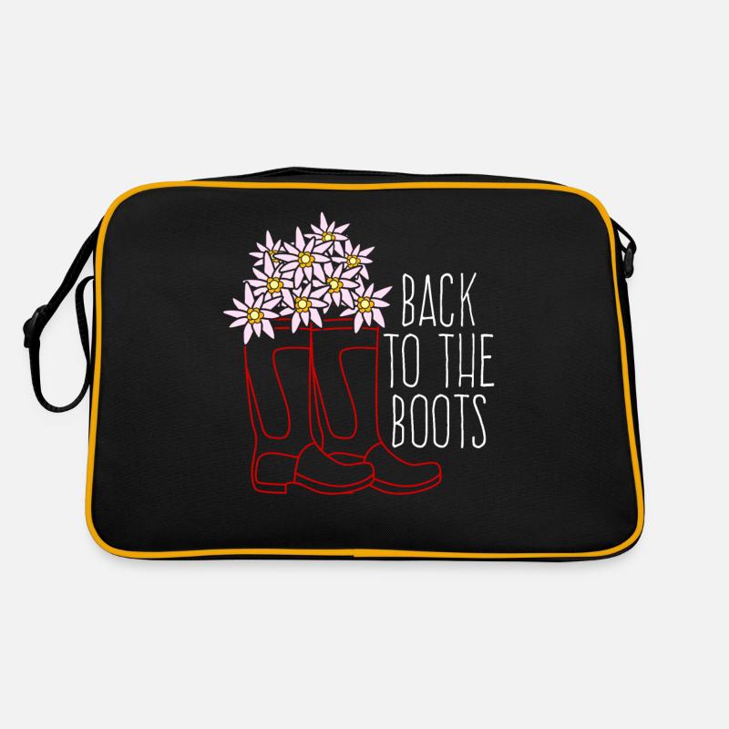 Bottes de pluie rouges et fleurs Sac Retro