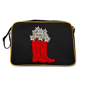 Red Rain Boots Flowers - Retro Bag - black/gold - Back