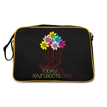 Red Rain Boots with Flowers - Retro Bag - black/gold - Back