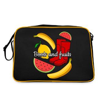 Red Rain Boots and Fruits - Retro Bag - black/gold - Back