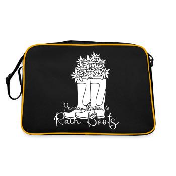 Rain Boots with Flowers - Retro Bag - black/gold - Back