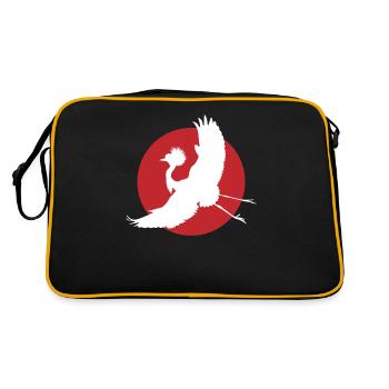 Flying Crane Silhouette Art - Retro Bag - black/gold - Back