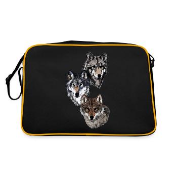 Imprimé motif animalier tête de loup avec loup - Sac Retro - noir/or - Dos