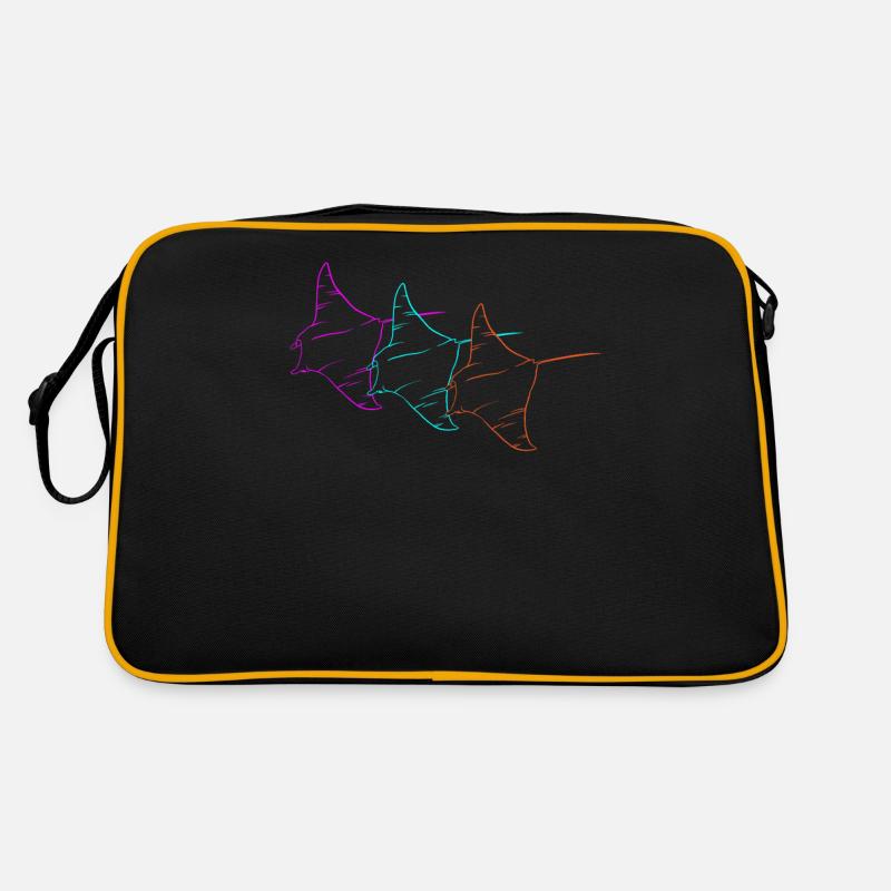 Trio Manta Rays Neonkontur Retro Tasche