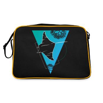 Manta Ray Korallenriff Abenteuer - Retro Tasche - Schwarz/Gold - Hinten