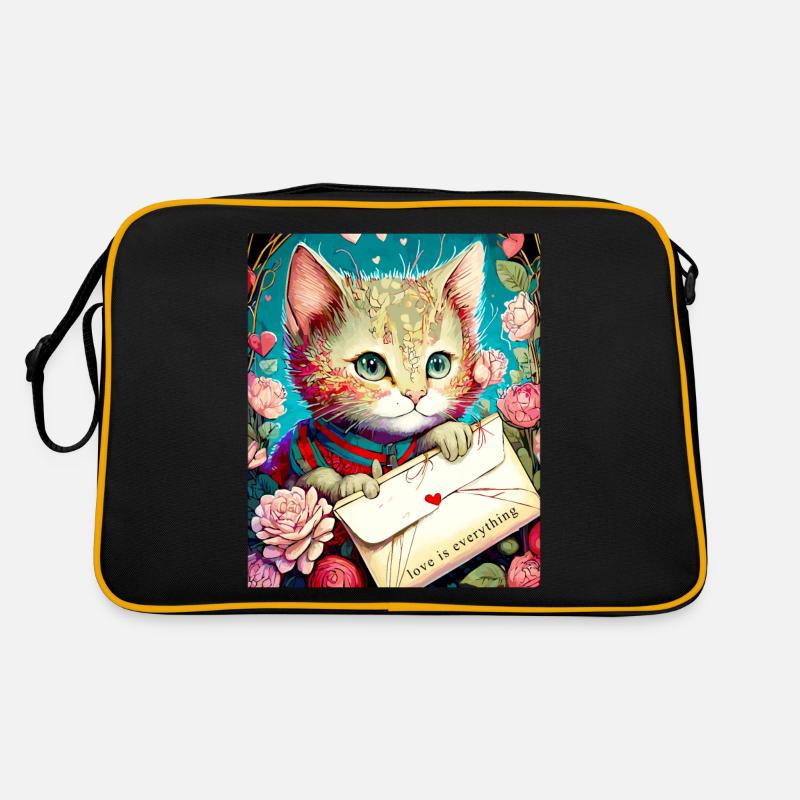 VALENTINSTAG KATZE BRIEF BLUMEN Retro Tasche