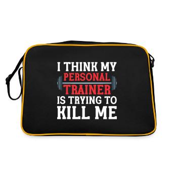 Personal Trainer Coach Gym Workout Fitnesstrainer - Retro Tasche - Schwarz/Gold - Hinten