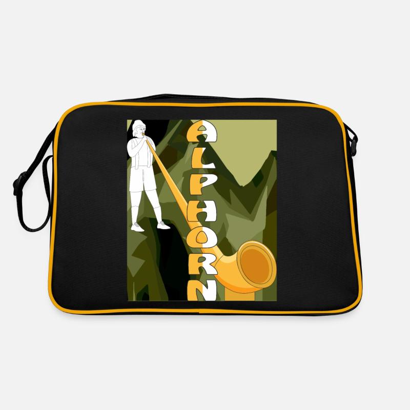 ALPHORN - Retro Tasche - Schwarz/Gold