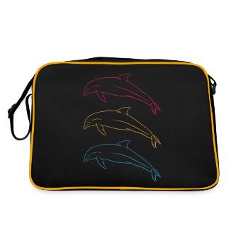 Trois amis dauphins aventure océanique - Sac Retro - noir/or - Dos