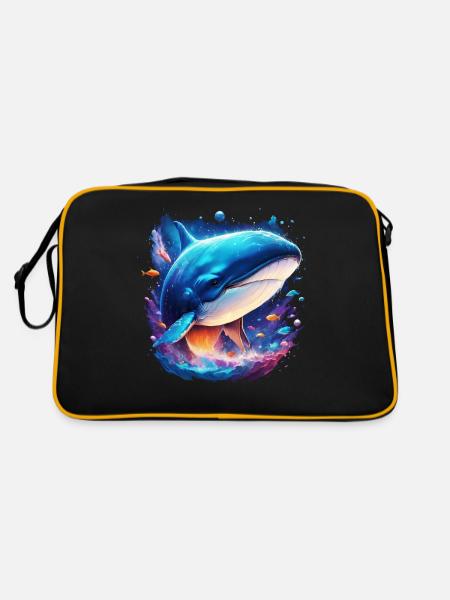 Blauwal - Retro Tasche - Schwarz/Gold - Hinten