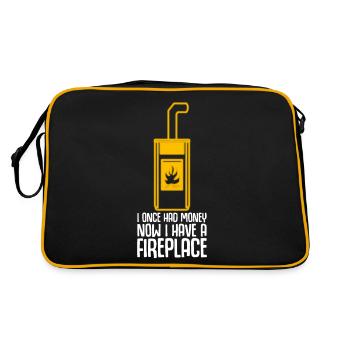 Firewood Stove Oven Fireplace - Retro Bag - black/gold - Back