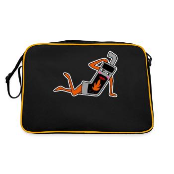 Stove Oven Firewood Joke Fireplace - Retro Bag - black/gold - Back