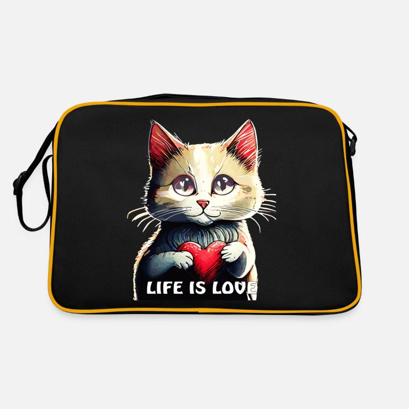 SAINT-VALENTIN CHAT COEUR LA VIE EST AMOUR Sac Retro