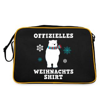 Eisbär Winterfreude Weihnachtszauber Shirt - Retro Tasche - Schwarz/Gold - Hinten
