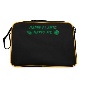 Happy Plants Glückliche Pflanzenfreude - Retro Tasche - Schwarz/Gold - Hinten