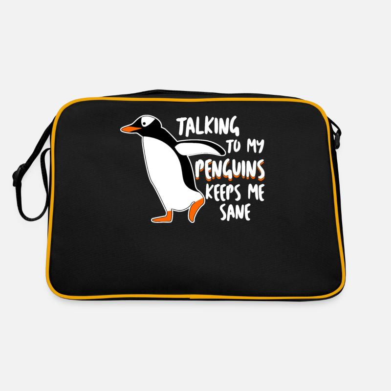 Pingouin drôle de pingouins - Sac Retro - noir/or